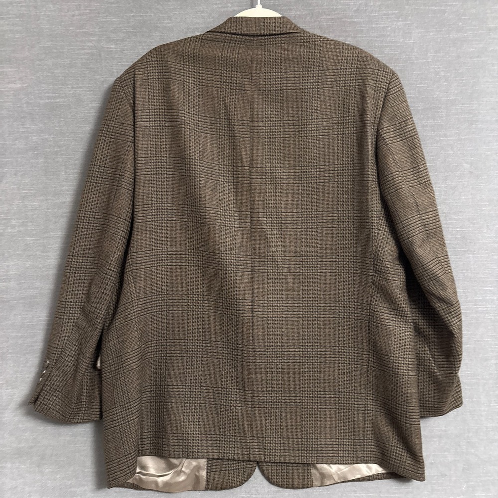 Vintage Clarendon Sport Coat 46R Brown Glen Check Lambswool Blazer Jacket Tweed - Picture 5 of 11